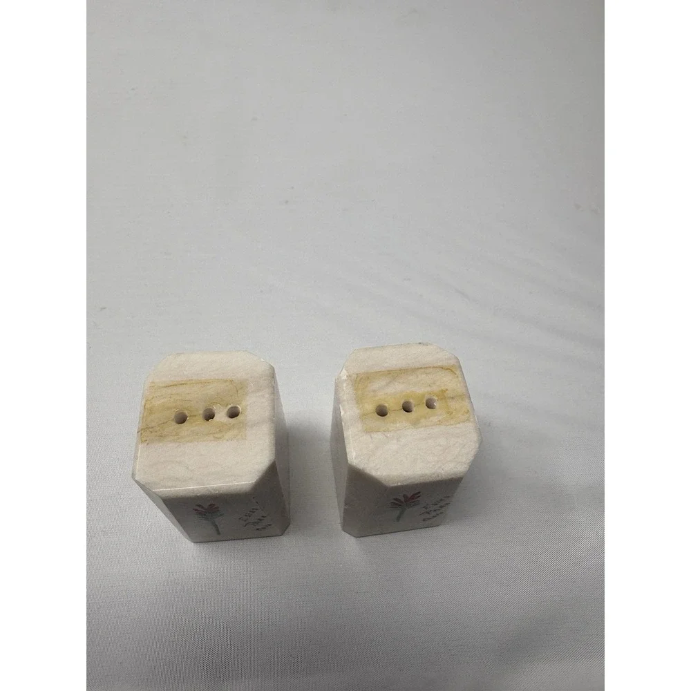 Vintage Colorado Salt Pepper Shakers Hand Painted Floral Stone No Stoppers Tape